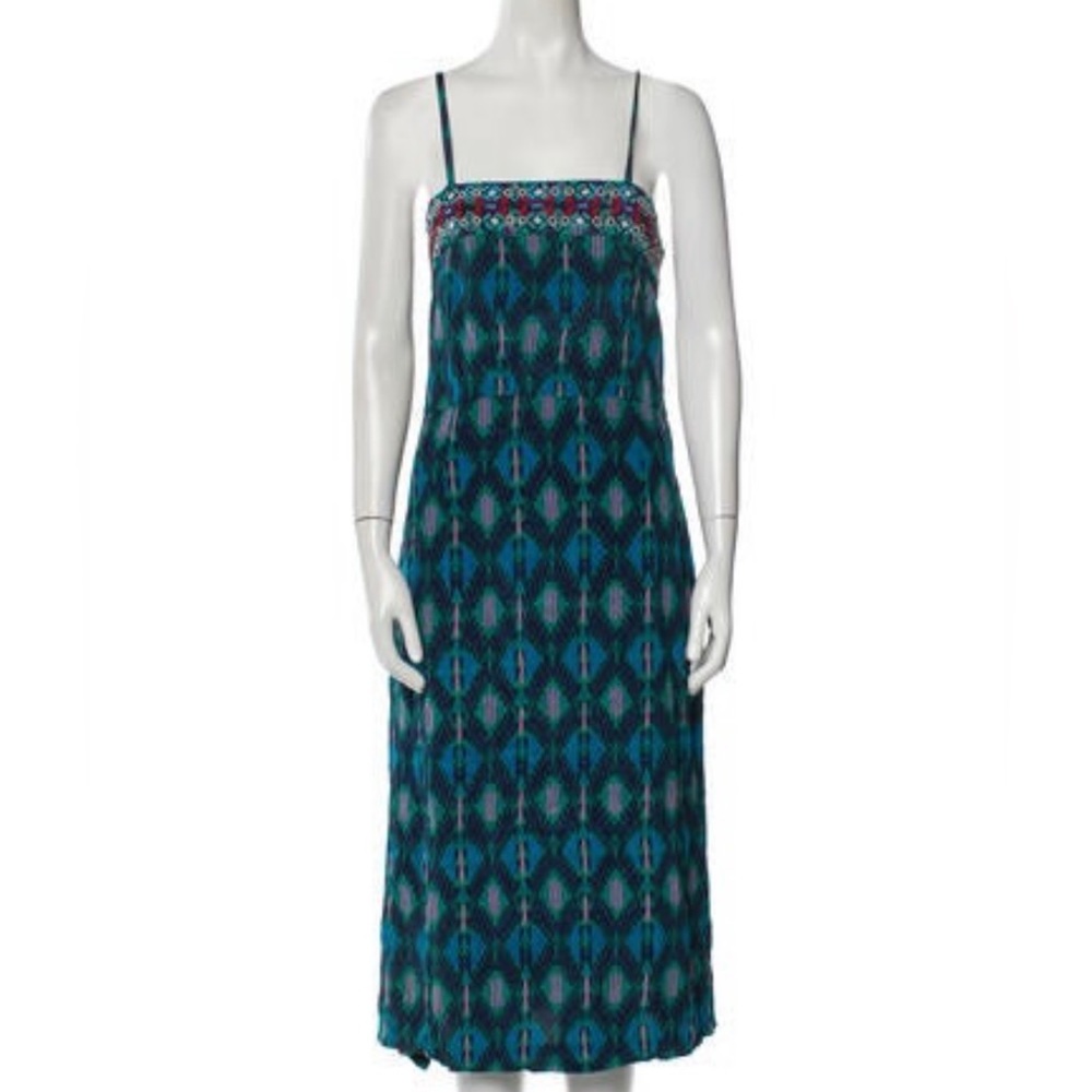 Beaded Silk Figue Slip Dress, Large